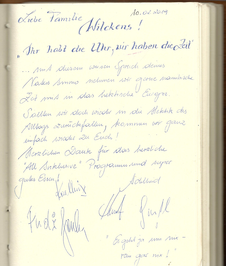 Okaturua Hunting Gästebuch