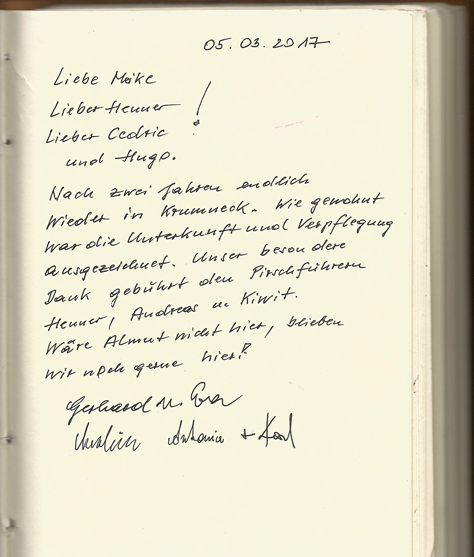 Okaturua Hunting Gästebuch